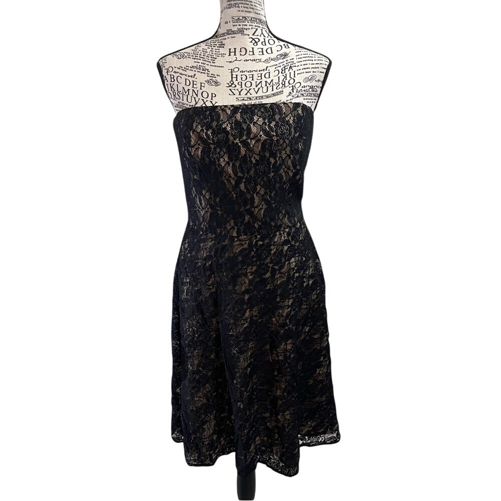 LOFT Black‎ Strapless Lace Dress